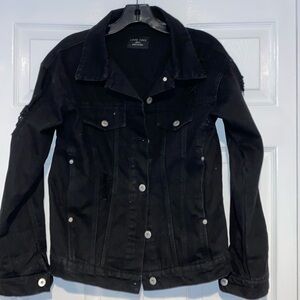 Love tree size small distressed black denim jacket